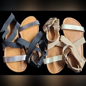2 pairs Justice Beige&Black Sandals